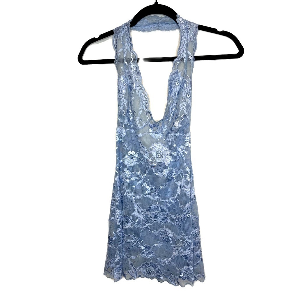 Victoria's Secret Sexy Blue Lace Teddy Halter Neck XS